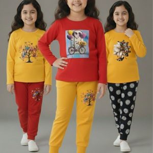 কম্বো সেট লং স্লিপ টি-শার্ট পাজামা ৩ সেট